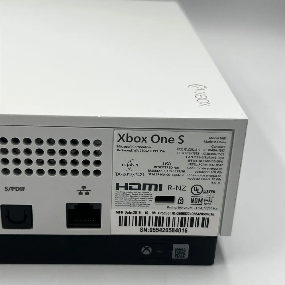 Microsoft Xbox One S Video Game Console White Model 1681 No Cables